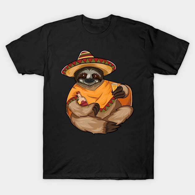 Cinco De Mayo Shirt Illustration Funny Sloth Drinking T-Shirt by Dr_Squirrel